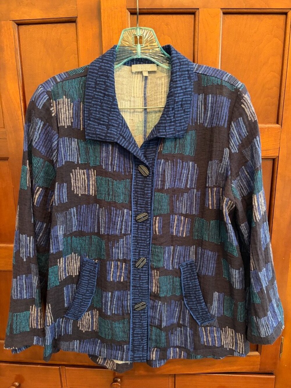 Habitat top--beautiful shades of blue with designer-look buttons